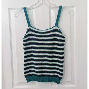 Cottagecore striped knit cami tank — NWT — size S — green/navy/white